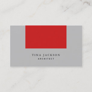Trendig Minimalist Red Silver Grått Professionell Visitkort
