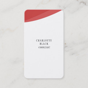 Trendig Minimalist Red White Kreativ Plain Kurvor Visitkort