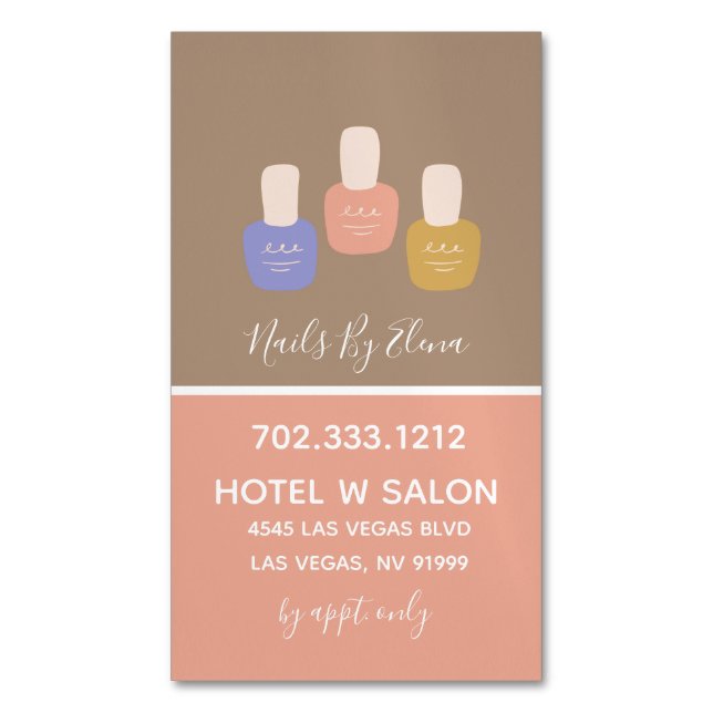 Trendig Minimalistisk färgblock Nail Salon Magnetiska Visitkort (Framsida vertikal)