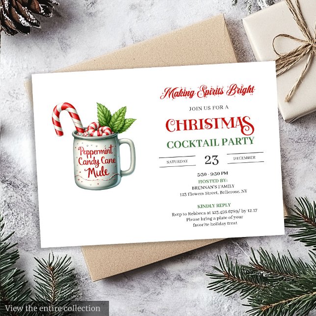 Trendig minimalistisk festlig cocktailfest inbjuda inbjudningar (Chic minimalist festive cocktails party invitation

)