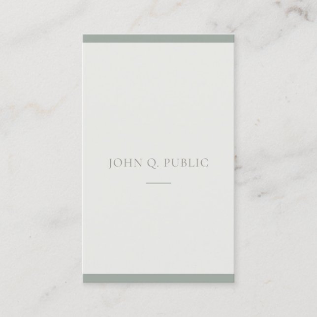 Trendig Minimalistisk Grönt för design Modern Cool Visitkort (Framsida)