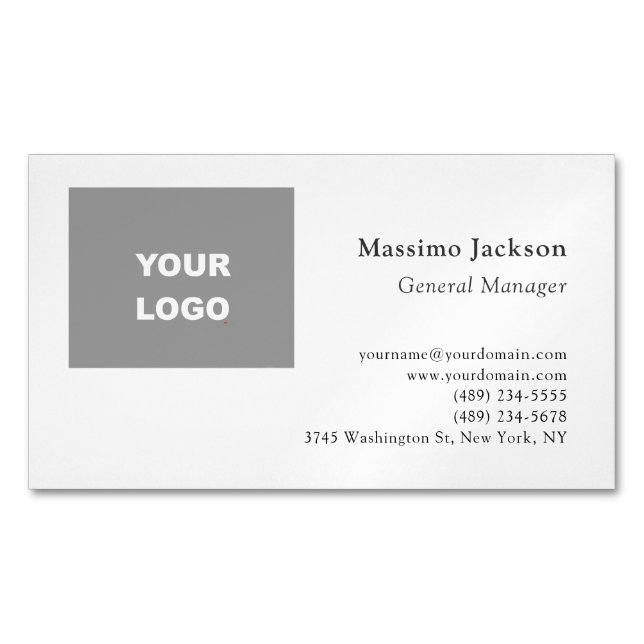 Trendig minimalistisk modern lägg till din logotyp magnetiska visitkort (Framsida)
