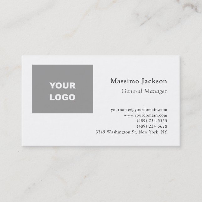 Trendig minimalistisk modern lägg till din logotyp visitkort (Framsida)