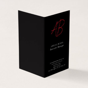 Trendig minimalistisk modern monogram enkel svart visitkort