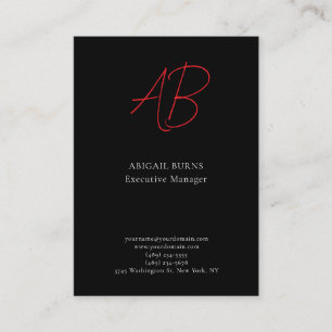 Trendig minimalistisk modern monogram svart visitkort