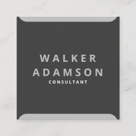 Trendig Minimalistisk Silver & Matt Svart Fyrkantigt Visitkort