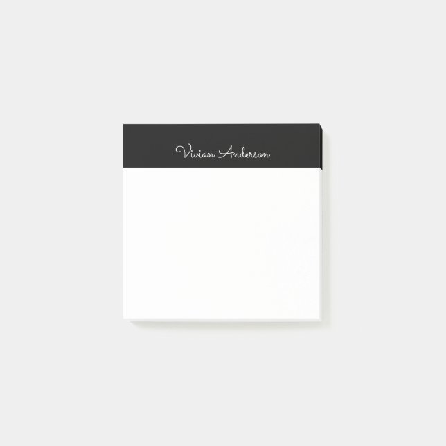 Trendig - minimalistiskt Modern Black Script Namn Post-it Block (Framsida)