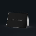 Trendig - minimalistiskt Modern Black Script Namn Tack Kort<br><div class="desc">Ett enkelt eget namn för typografi av en snyggt i ett avslappnad-skript som är skrivet med enfärgad svartvitt. Perfekten för minimalisten. En på trenden skräddarsydd gåva eller medhjälpare till tillfälle. Debra Valencia, en visionär konstnär från yta mönster, produktdesignör och entreprenör med en passion för världsresor, artisttraditioner, popkonst och mode-trender, har...</div>