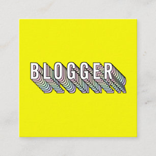 Trendig - minsta bloggare för neon gult 3d-typogra fyrkantigt visitkort