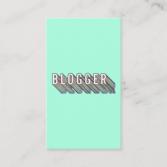 Trendig mint grönt 3d bloggare för typografi visitkort (Framsida)