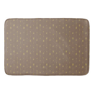 Trendig Mocha Brown & Guld Boho Arrows Bath Mat Badrumsmatta