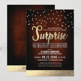 Trendig Mocha/Guld Surprise Pension Party Invita Inbjudningar