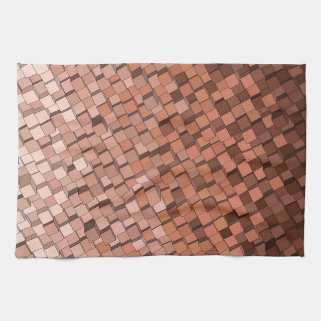 Trendig Mocha Mousse 3D Cube Kitchen Towel Kökshandduk (Horisontell)