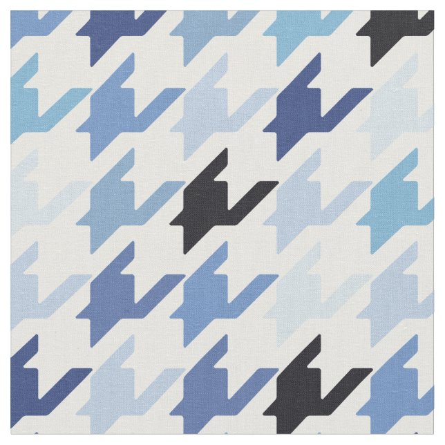 Trendig mode blue och white houndstooth mönster tyg (Närbild)