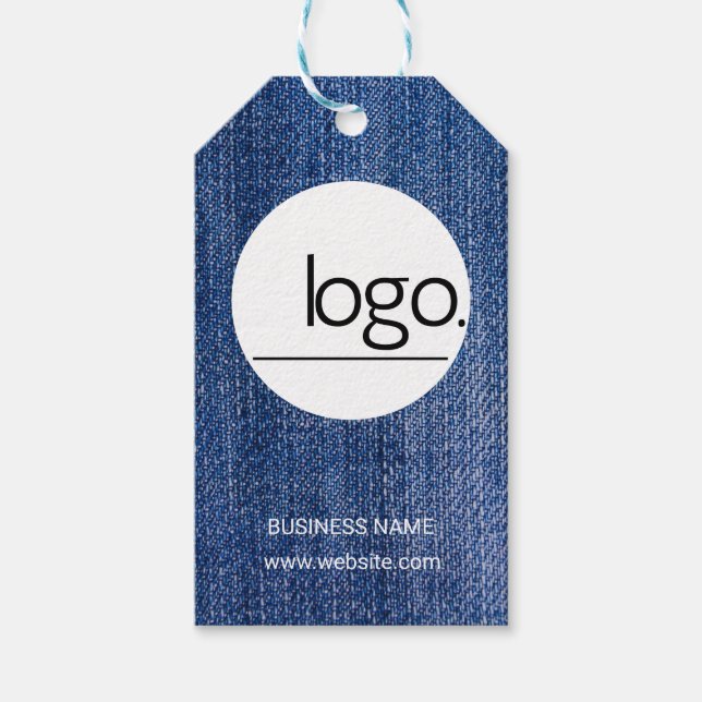 TRENDIG MODE DEMIN BLUE NATURAL AFFÄRSHET LOGOTYP PRESENTETIKETT (Framsidan)