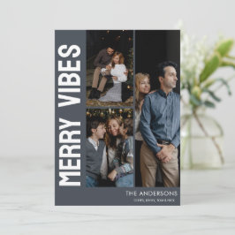 Trendig Modern 3 Photo Merry Vibes Julkort