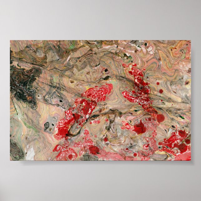 Trendig Modern Abstrakt Art Black Brown Grönt Poster (Framsidan)