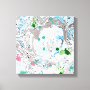 Trendig Modern Abstrakt Art Rosa Blue Grönt White Canvastryck