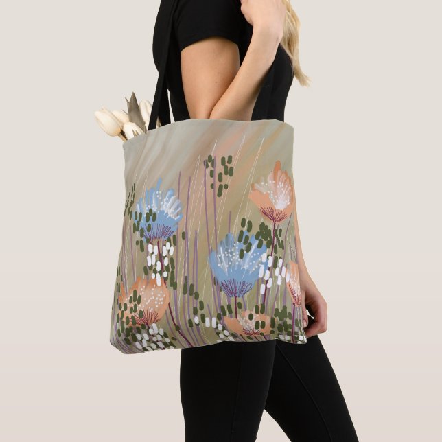 Trendig Modern Abstrakt Blommig Tygkasse (Närbild)