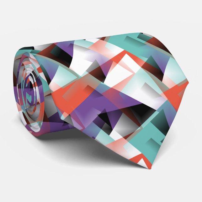 Trendig Modern Abstrakt Geometrisk Mosaik Konst Mö Slips (Rullad)