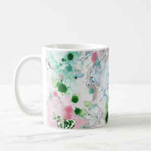 Trendig Modern Abstrakt Rosa Blue Grönt Färg Kaffemugg