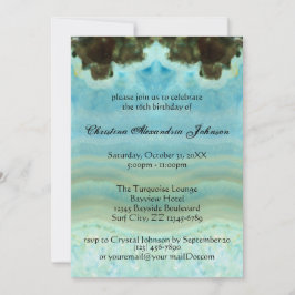 Trendig Modern Aqua Blue Crystal Sweet 16 Inbjudningar