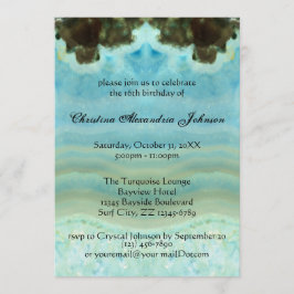 Trendig Modern Aqua Blue Crystal Sweet 16 Inbjudningar