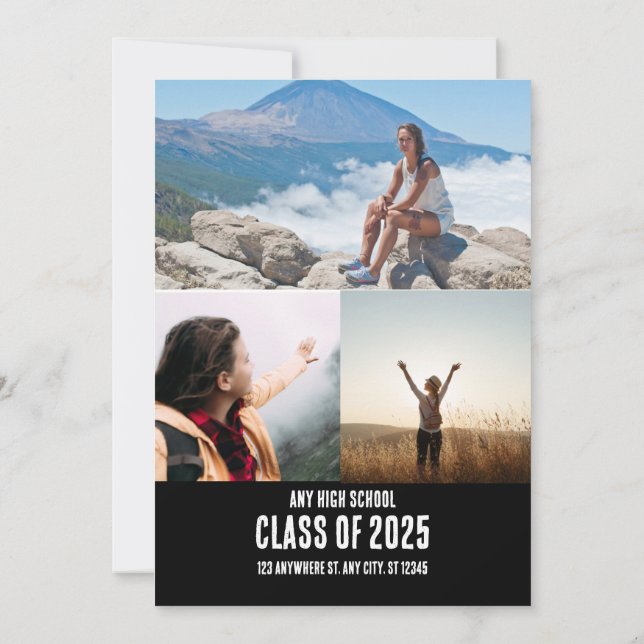 Trendig Modern Avslappnad Photo Studenten Inbjudningar (Baksida)