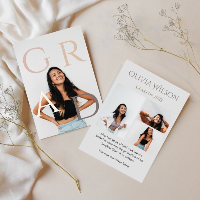 Trendig Modern Avslappnad Photo Studenten Inbjudningar (Skapare uppladdad)