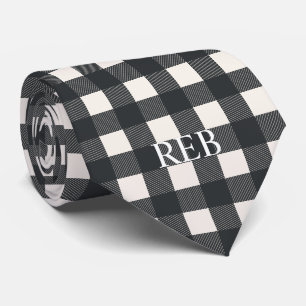 TRENDIG MODERN BLACK OCH WHITPLAID MONOGRAMMED SLIPS