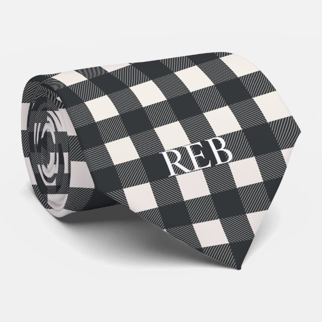 TRENDIG MODERN BLACK OCH WHITPLAID MONOGRAMMED SLIPS (Rullad)