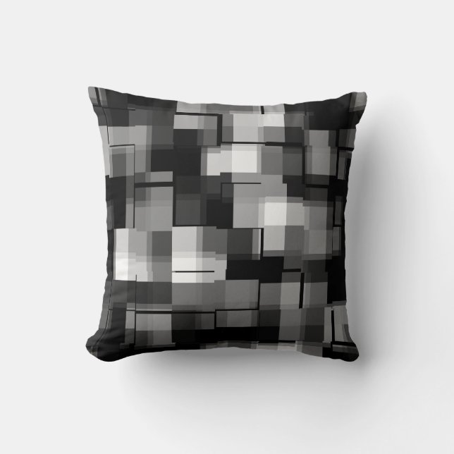 Trendig Modern Black White-Abstrakt Play Kudde (Framsida)