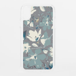 Trendig Modern Blommigt Blommar Grått Blue Cream