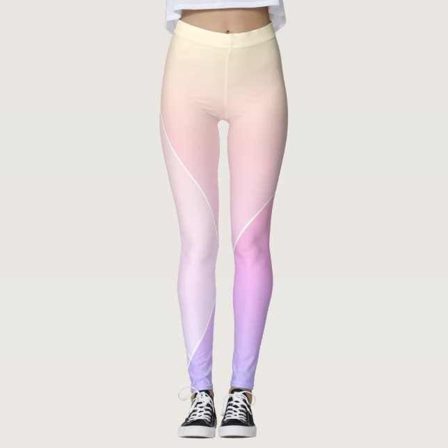 Trendig Modern Blue Lila Rosa Gult Template Leggings (Framsida)