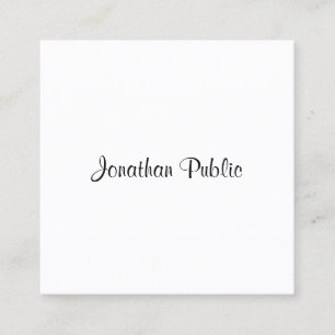 Trendig Modern Calligraphy-skriptmall Namn Fyrkantigt Visitkort