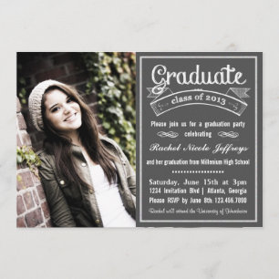 Trendig Modern Chalkboard Typography Studenten Inbjudningar