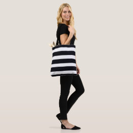 Trendig Modern Chic Black and White Stripe Coola Tygkasse