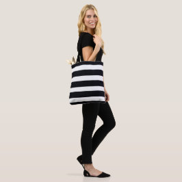 Trendig Modern Chic Black and White Stripe Coola Tygkasse