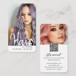Trendig Modern chic Hair Snyggt QR-kodfoto Visitkort