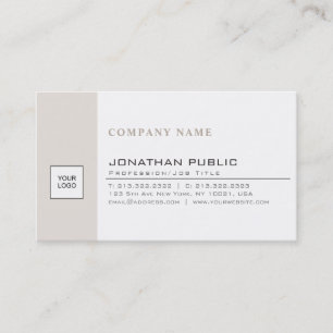 Trendig Modern Company Logotyp Beige White Simple Visitkort