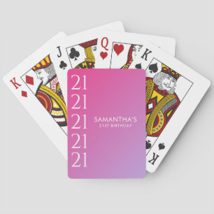 Trendig Modern Djärv Rosa Gradient 21-årsdag Casinokort