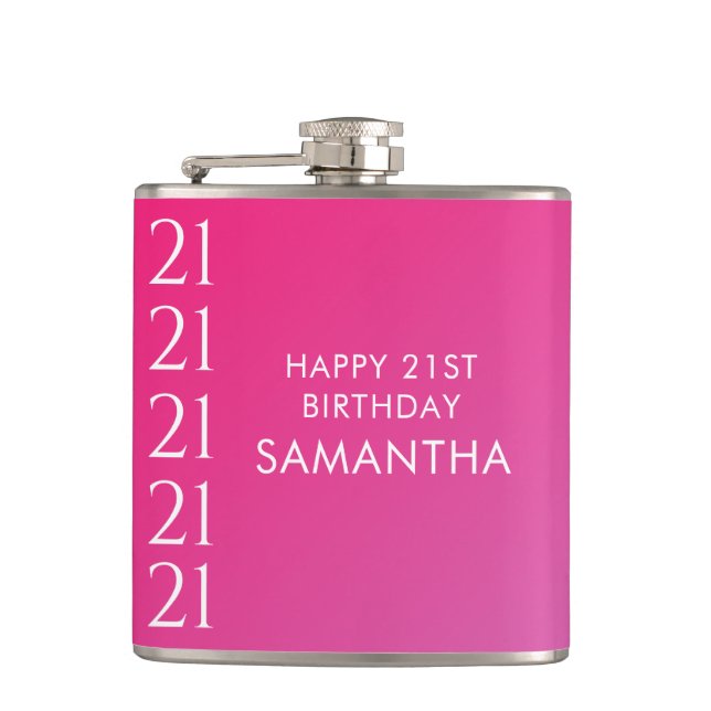 Trendig Modern Djärv Rosa Gradient 21-årsdag Fickplunta (Framsidan)
