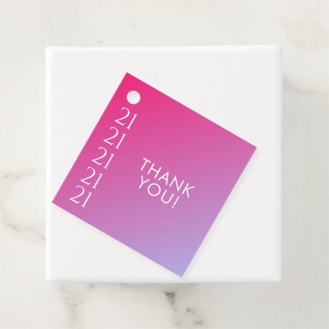Trendig Modern Djärv Rosa Gradient 21-årsdag Gåvor Etiketter (På plats)