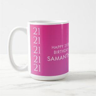 Trendig Modern Djärv Rosa Gradient 21-årsdag Kaffemugg