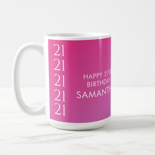 Trendig Modern Djärv Rosa Gradient 21-årsdag Kaffemugg (Vänster)