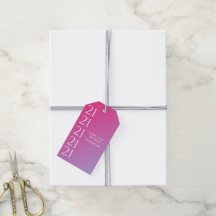 Trendig Modern Djärv Rosa Gradient 21-årsdag Presentetikett