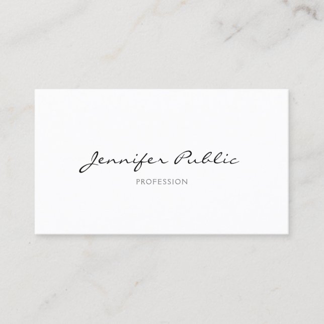 Trendig Modern Elegant Calligraphy Simple Plain Visitkort (Framsida)