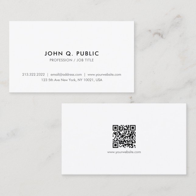 Trendig Modern Elegant Enkel QR-kod Visitkort (Fram/baksida)