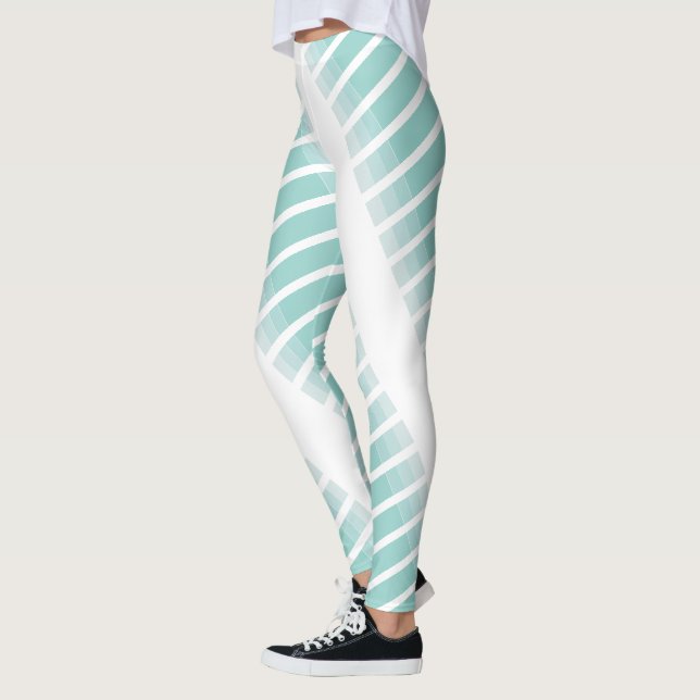 Trendig Modern Elegant Grönt White Chic Template Leggings (Vänster)
