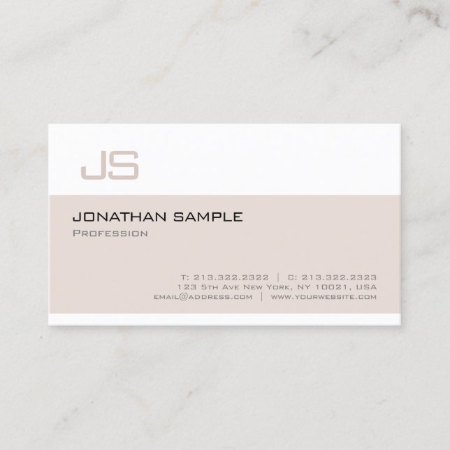 Trendig Modern Elegant Monogram minimalistic Plain Visitkort (Framsida)